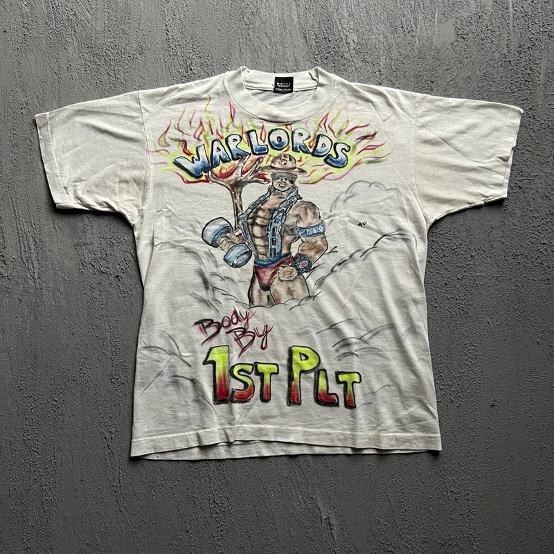 Vintagewarlords Body By 1st Platoon Shirt Large White 1990s Airbrush Us Army
